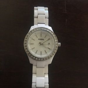 Women’s white Fossil watch